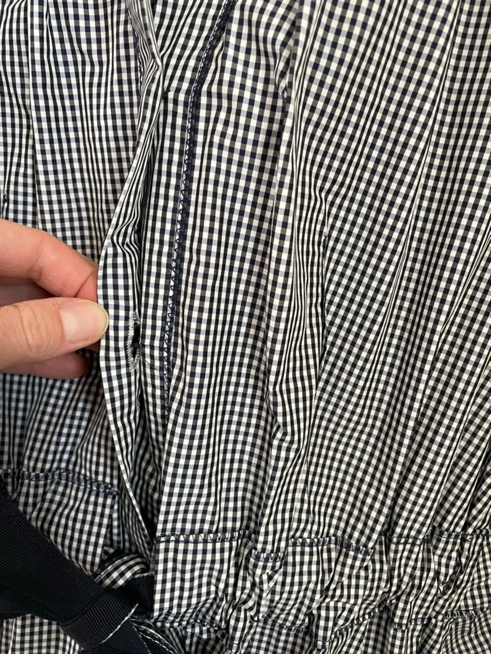 Jill Stuart Blue Gingham Dress Button Front Pocket Structured Fit Flare Size S - Picture 8 of 14